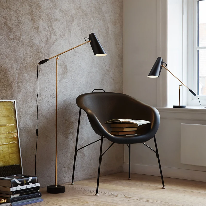 BIRDY - Lampadaire en aluminium et laiton, style industriel