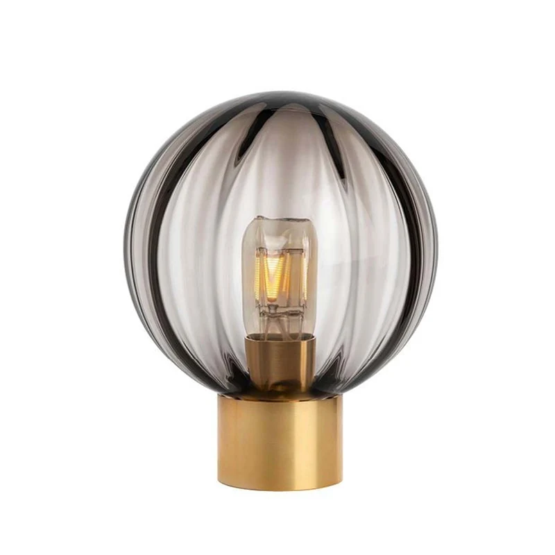 CHRYSTAL - Lampe à poser en verre soufflé et acier, style scandinave et Art déco