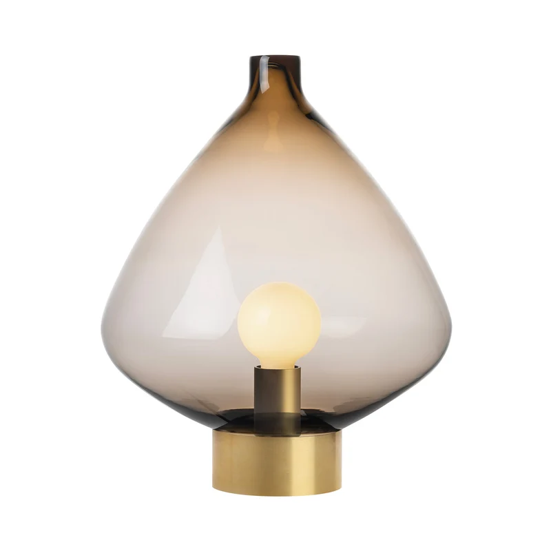 ARCHIVE 4218 - Lampe à poser en verre soufflé et acier, style scandinave et vintage