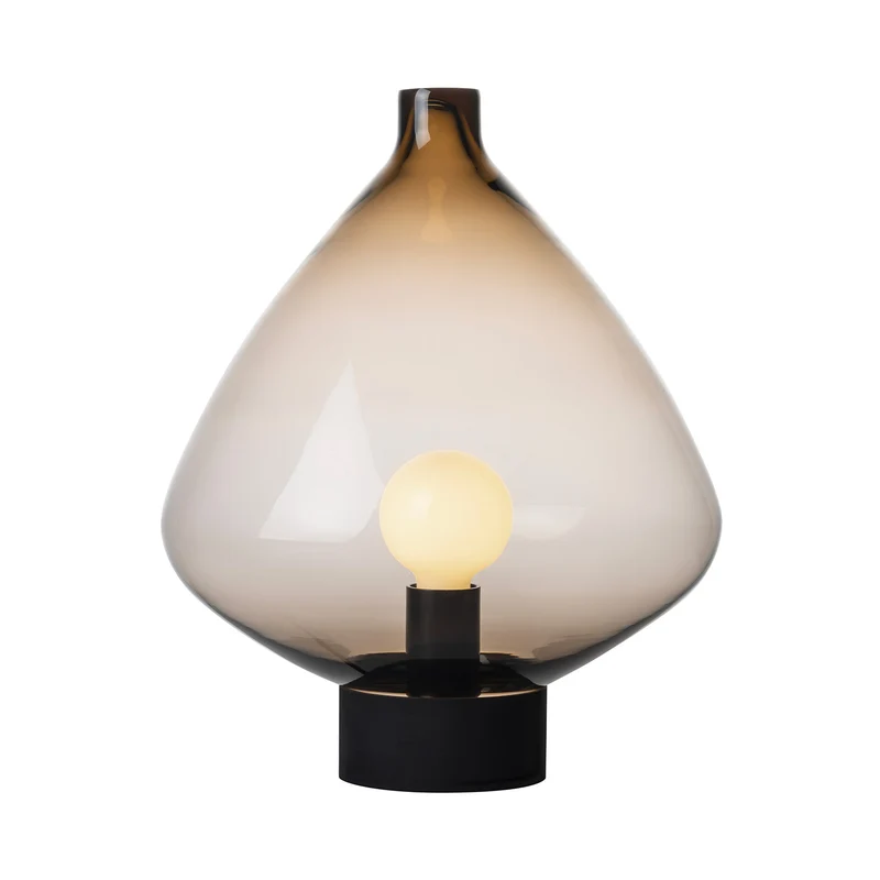 ARCHIVE 4218 - Lampe à poser en verre soufflé et acier, style scandinave et vintage