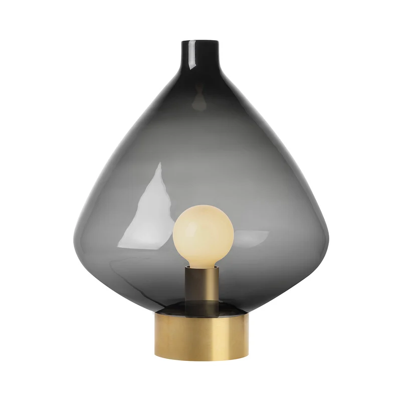 ARCHIVE 4218 - Lampe à poser en verre soufflé et acier, style scandinave et vintage
