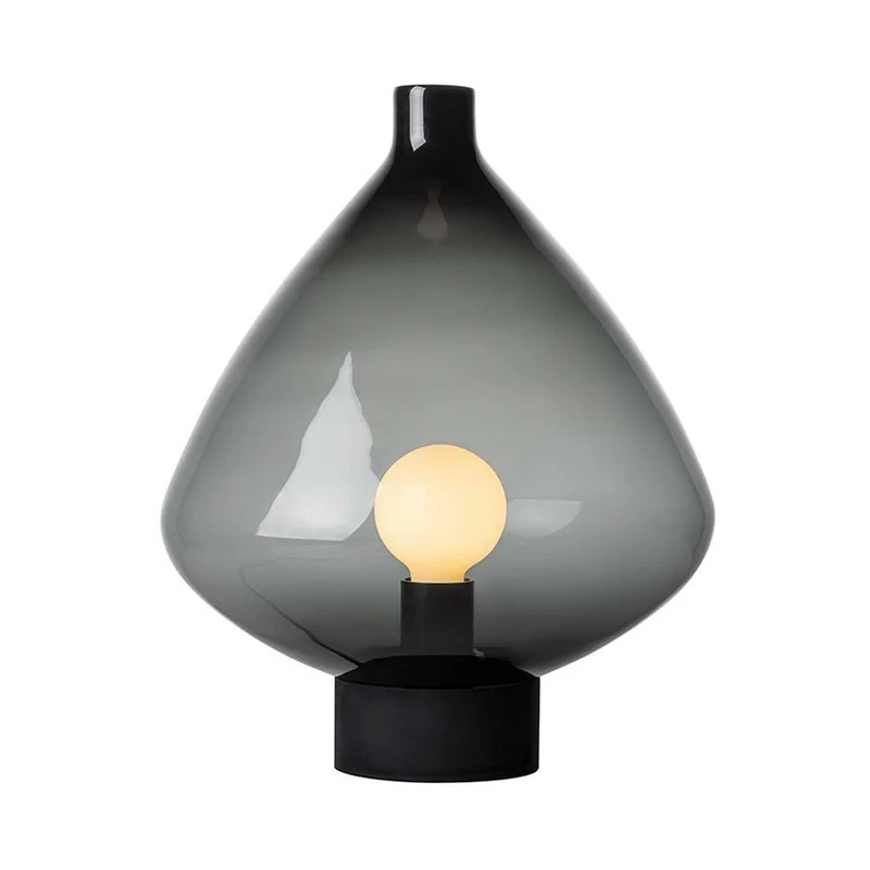 ARCHIVE 4218 - Lampe à poser en verre soufflé et acier, style scandinave et vintage