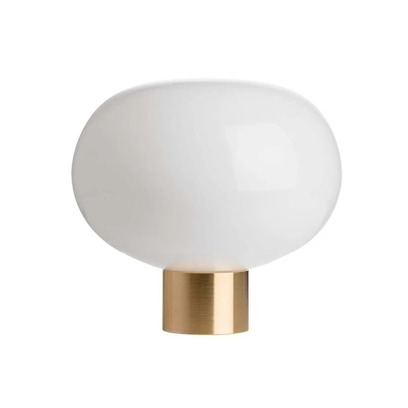 ARCHIVE 4169 - Lampe à poser en verre soufflé et acier, style scandinave et vintage