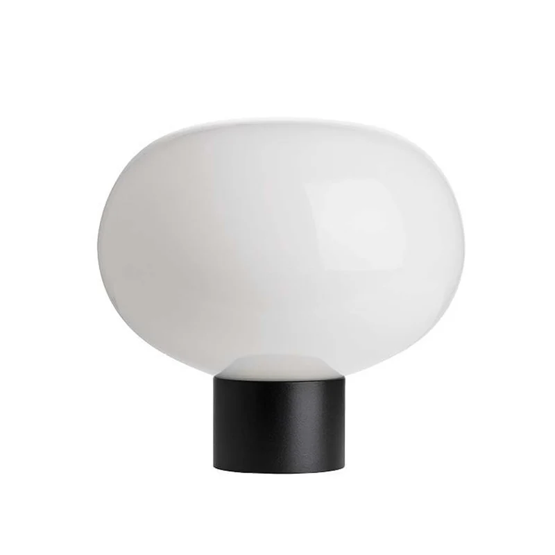 ARCHIVE 4169 - Lampe à poser en verre soufflé et acier, style scandinave et vintage