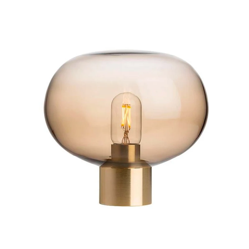 ARCHIVE 4169 - Lampe à poser en verre soufflé et acier, style scandinave et vintage
