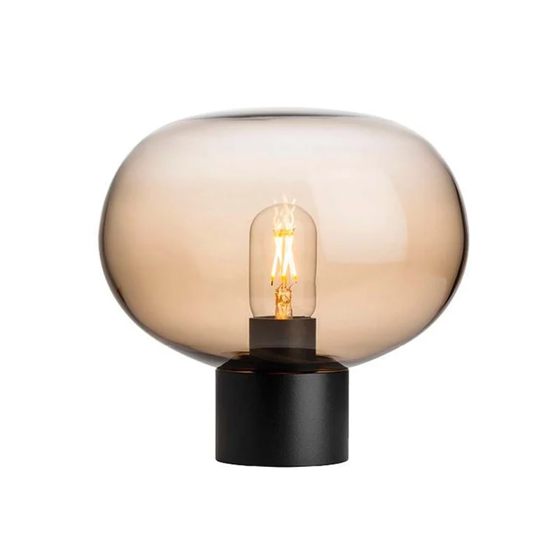 ARCHIVE 4169 - Lampe à poser en verre soufflé et acier, style scandinave et vintage