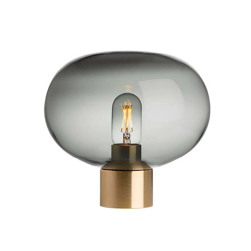 ARCHIVE 4169 - Lampe à poser en verre soufflé et acier, style scandinave et vintage