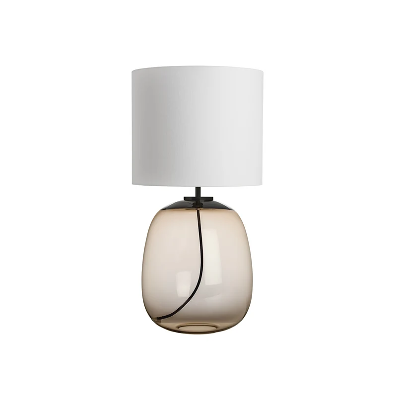 AUSTRA - Lampe à poser en verre soufflé, textile et acier, style scandinave, H 68 cm