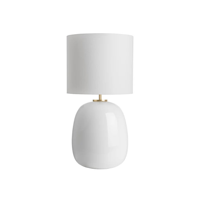 AUSTRA - Lampe à poser en verre soufflé, textile et acier, style scandinave, H 68 cm