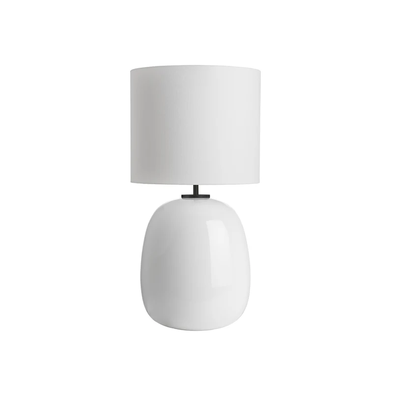 AUSTRA - Lampe à poser en verre soufflé, textile et acier, style scandinave, H 68 cm