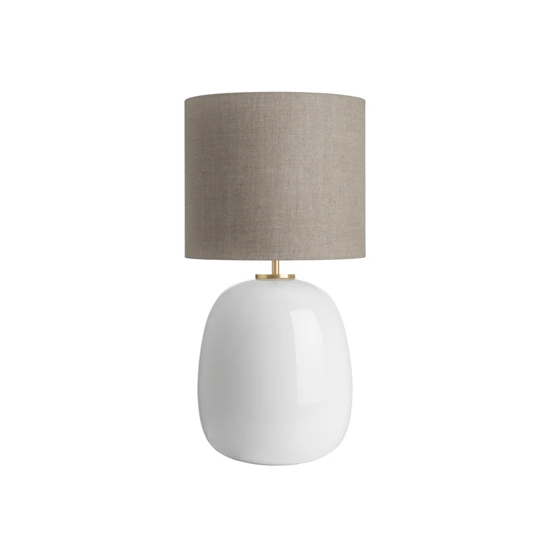 AUSTRA - Lampe à poser en verre soufflé, textile et acier, style scandinave, H 68 cm