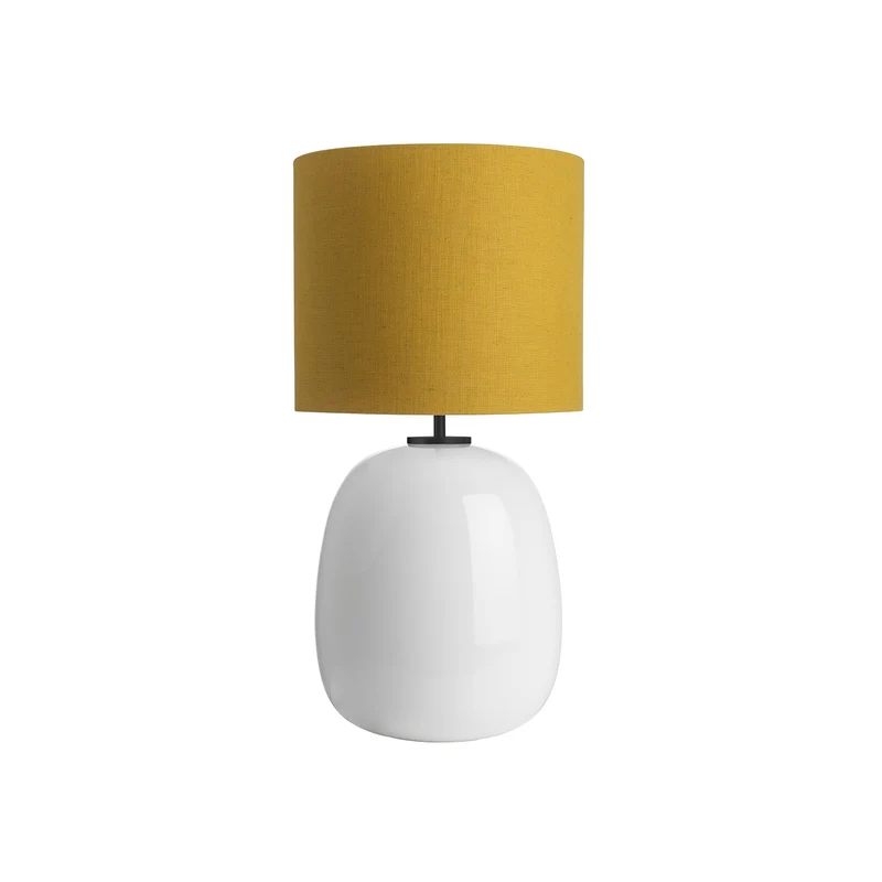 AUSTRA - Lampe à poser en verre soufflé, textile et acier, style scandinave, H 68 cm
