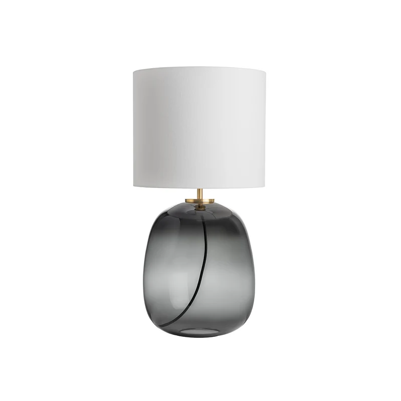 AUSTRA - Lampe à poser en verre soufflé, textile et acier, style scandinave, H 68 cm