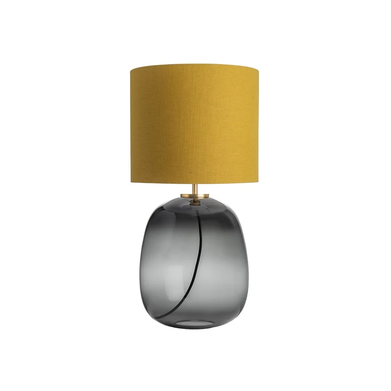 AUSTRA - Lampe à poser en verre soufflé, textile et acier, style scandinave, H 68 cm