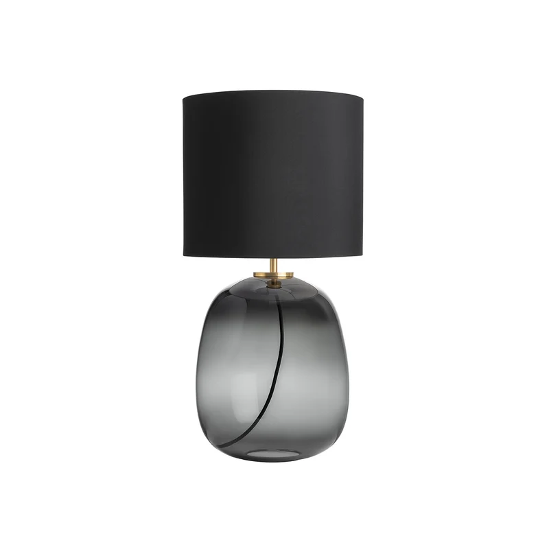 AUSTRA - Lampe à poser en verre soufflé, textile et acier, style scandinave, H 68 cm