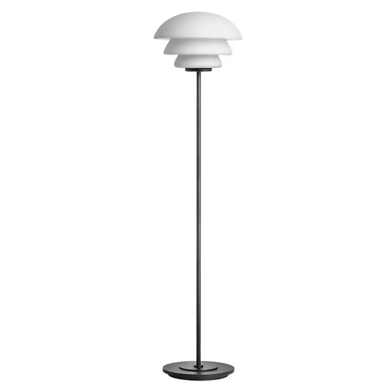 ARCHIVE 4006 - Lampadaire en verre soufflé et acier laqué, style scandinave