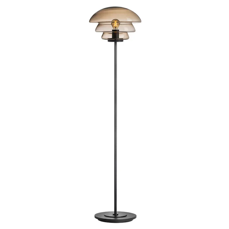 ARCHIVE 4006 - Lampadaire en verre soufflé et acier laqué, style scandinave