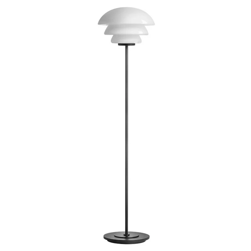 ARCHIVE 4006 - Lampadaire en verre soufflé et acier laqué, style scandinave