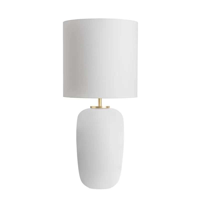 VEGA - Lampe à poser en verre soufflé et textile, style scandinave