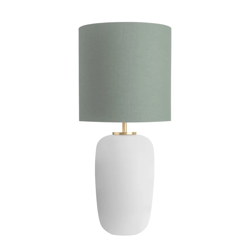 VEGA - Lampe à poser en verre soufflé et textile, style scandinave