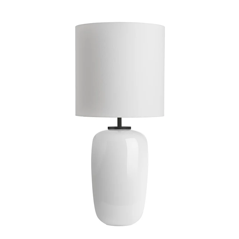 VEGA - Lampe à poser en verre soufflé et textile, style scandinave