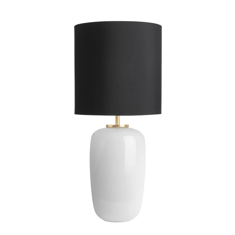 VEGA - Lampe à poser en verre soufflé et textile, style scandinave