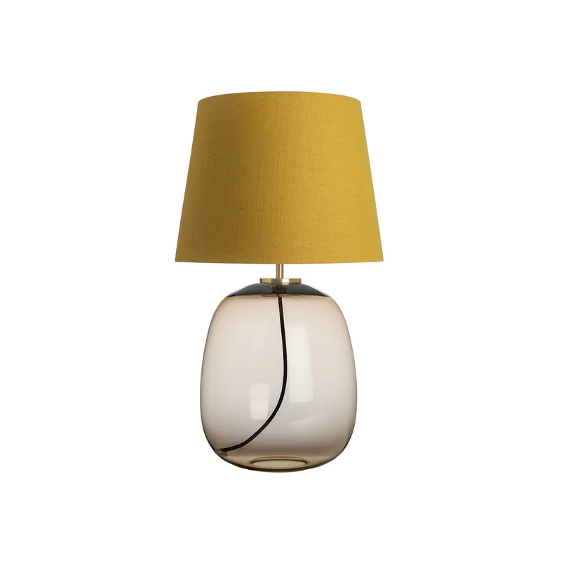 AUSTRA - Lampe à poser en verre soufflé, textile et acier, style scandinave, H 76 cm