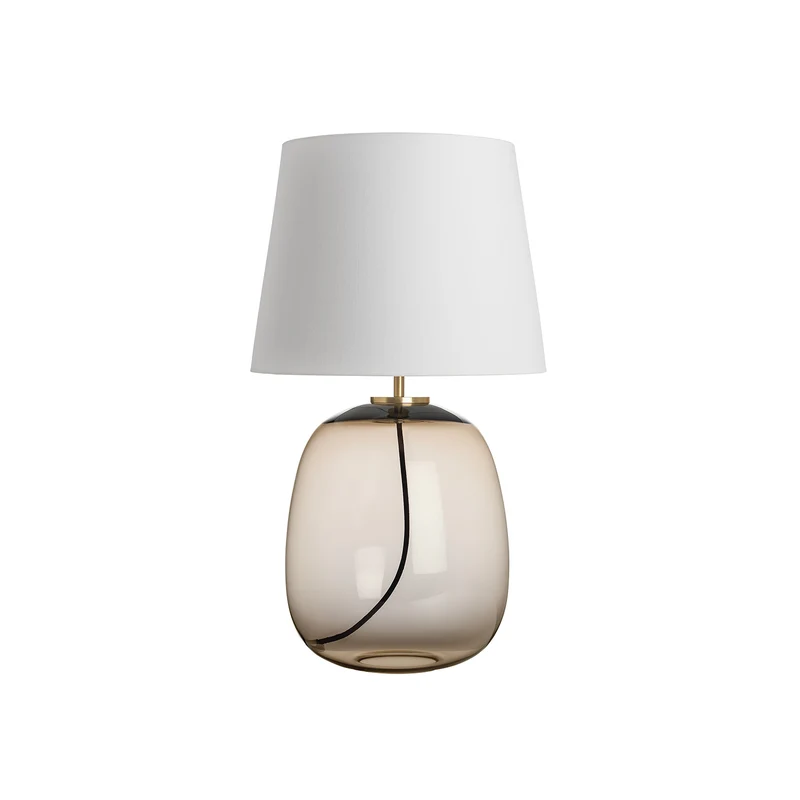 AUSTRA - Lampe à poser en verre soufflé, textile et acier, style scandinave, H 76 cm