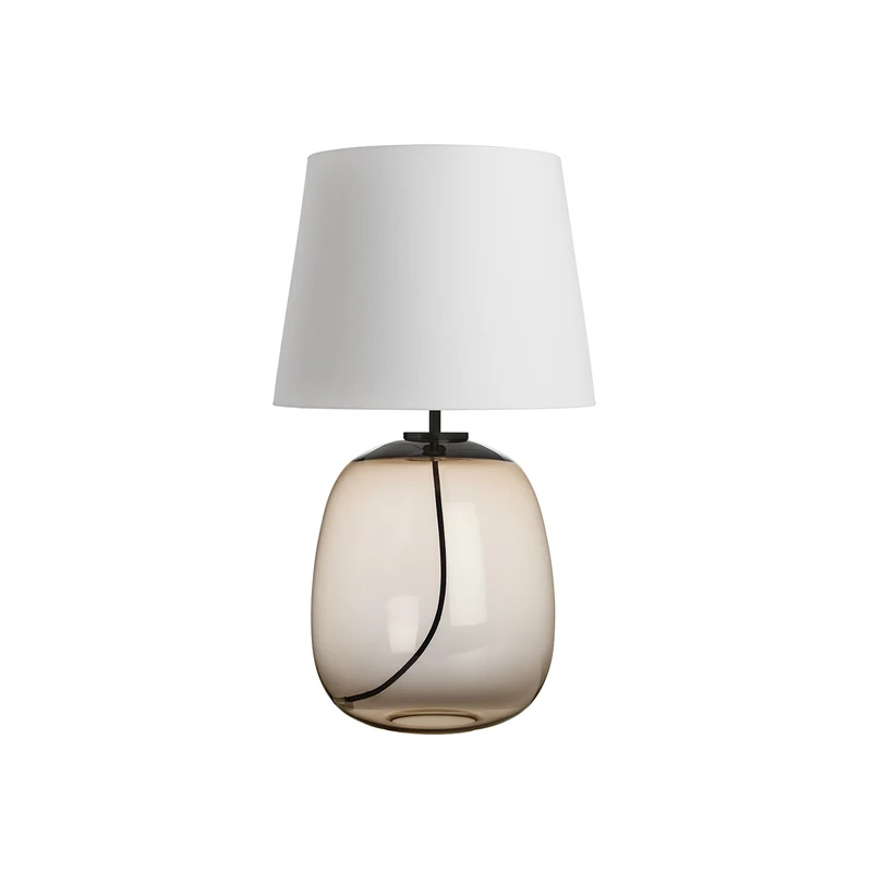 AUSTRA - Lampe à poser en verre soufflé, textile et acier, style scandinave, H 76 cm