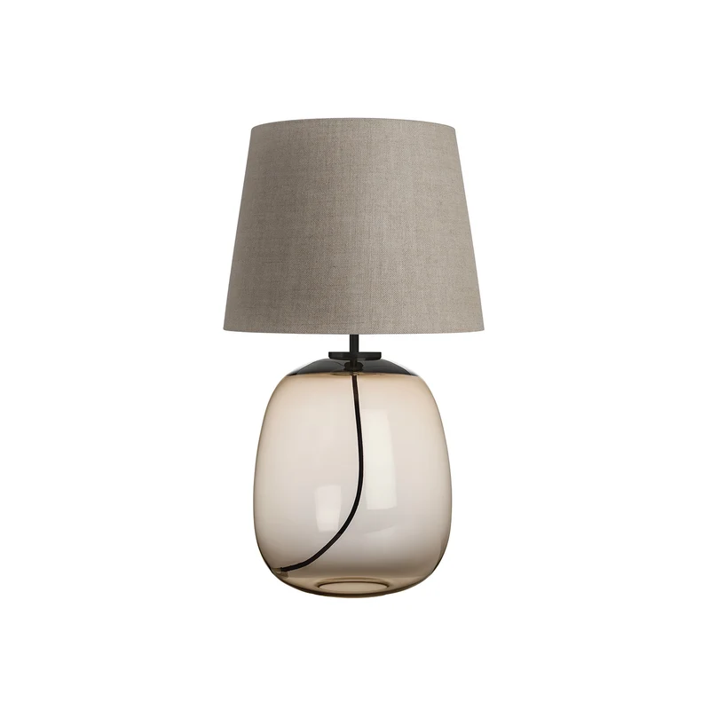 AUSTRA - Lampe à poser en verre soufflé, textile et acier, style scandinave, H 76 cm