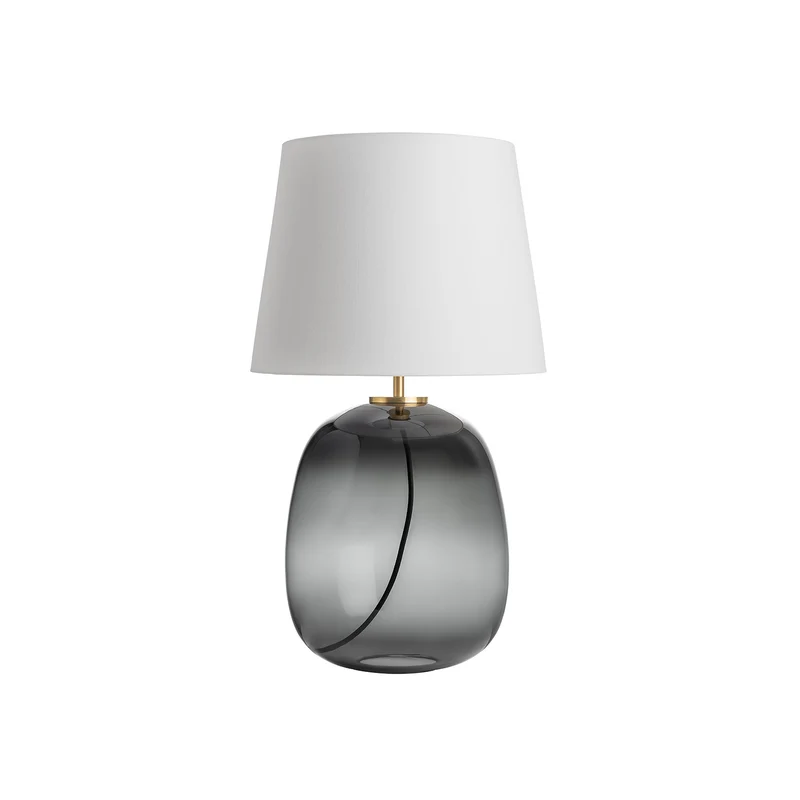 AUSTRA - Lampe à poser en verre soufflé, textile et acier, style scandinave, H 76 cm