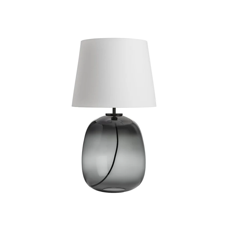 AUSTRA - Lampe à poser en verre soufflé, textile et acier, style scandinave, H 76 cm
