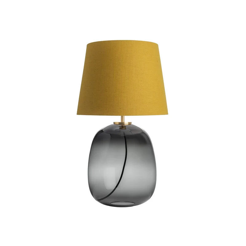 AUSTRA - Lampe à poser en verre soufflé, textile et acier, style scandinave, H 76 cm