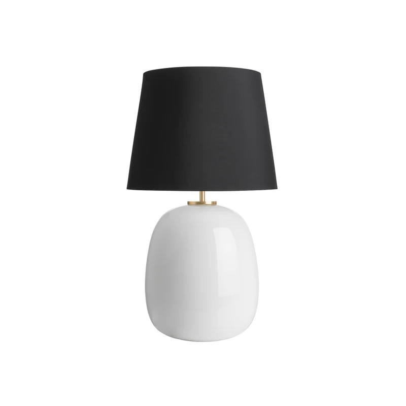 AUSTRA - Lampe à poser en verre soufflé, textile et acier, style scandinave, H 76 cm