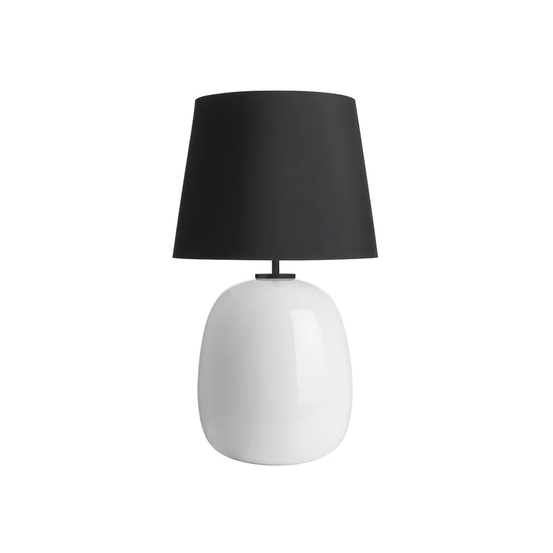 AUSTRA - Lampe à poser en verre soufflé, textile et acier, style scandinave, H 76 cm