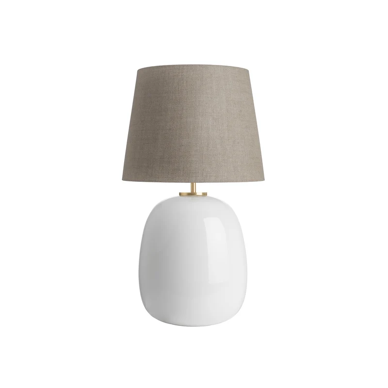 AUSTRA - Lampe à poser en verre soufflé, textile et acier, style scandinave, H 76 cm