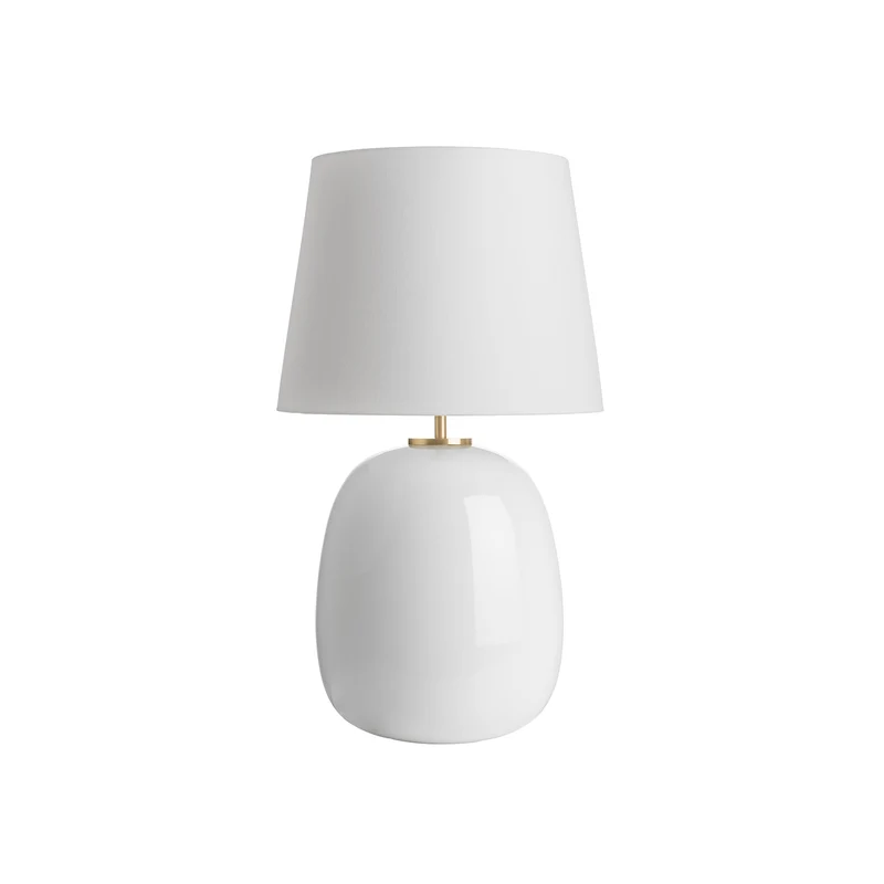AUSTRA - Lampe à poser en verre soufflé, textile et acier, style scandinave, H 76 cm