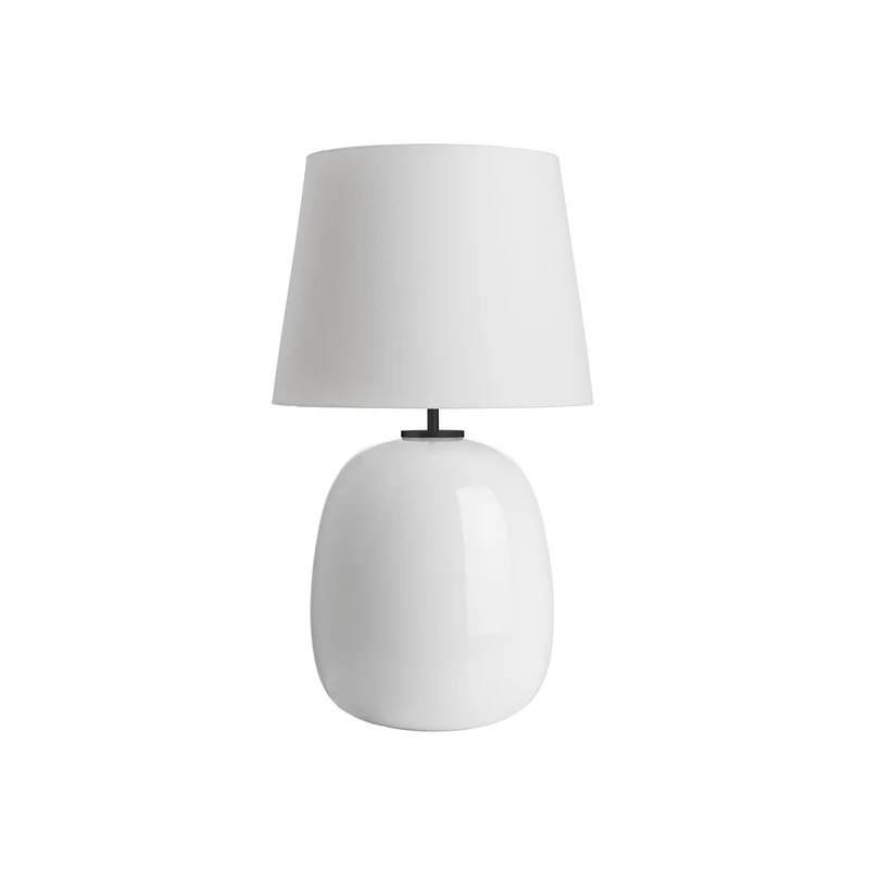 AUSTRA - Lampe à poser en verre soufflé, textile et acier, style scandinave, H 76 cm