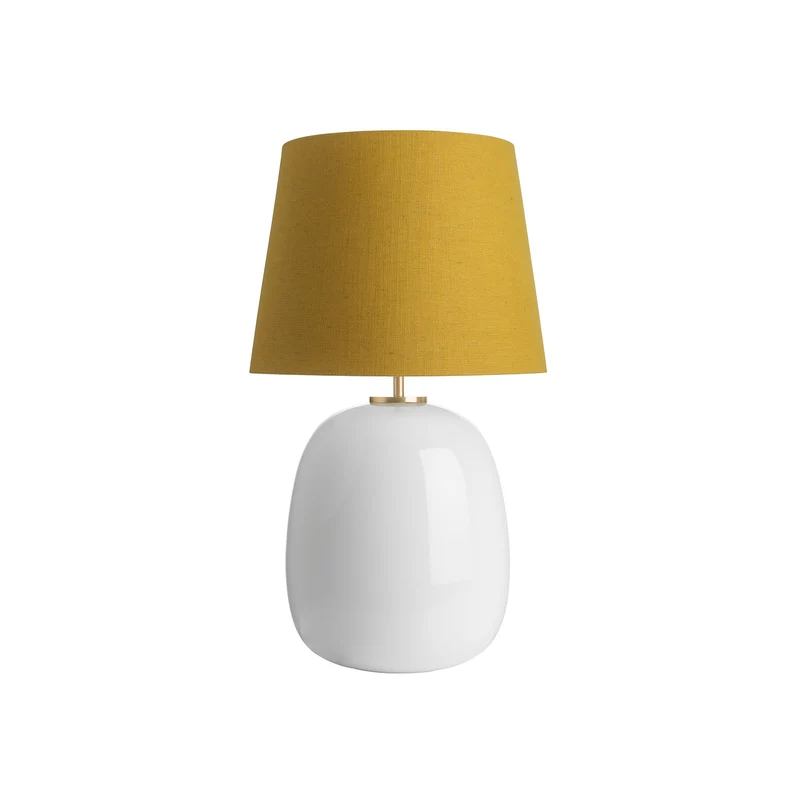 AUSTRA - Lampe à poser en verre soufflé, textile et acier, style scandinave, H 76 cm
