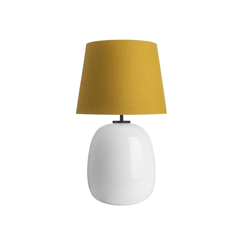AUSTRA - Lampe à poser en verre soufflé, textile et acier, style scandinave, H 76 cm