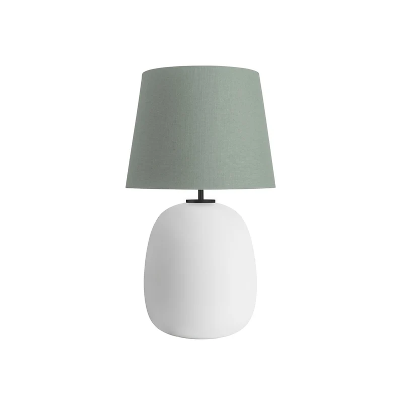 AUSTRA - Lampe à poser en verre soufflé, textile et acier, style scandinave, H 76 cm