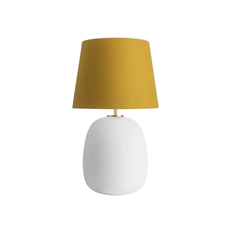 AUSTRA - Lampe à poser en verre soufflé, textile et acier, style scandinave, H 76 cm