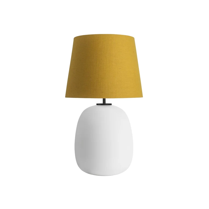 AUSTRA - Lampe à poser en verre soufflé, textile et acier, style scandinave, H 76 cm