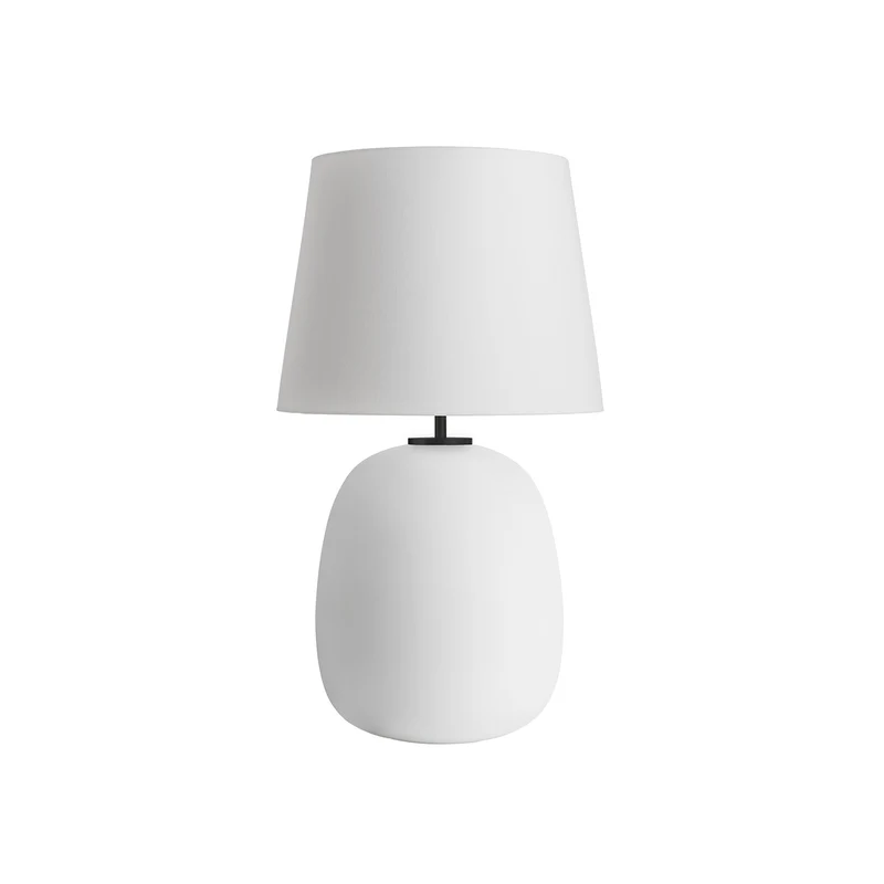 AUSTRA - Lampe à poser en verre soufflé, textile et acier, style scandinave, H 76 cm