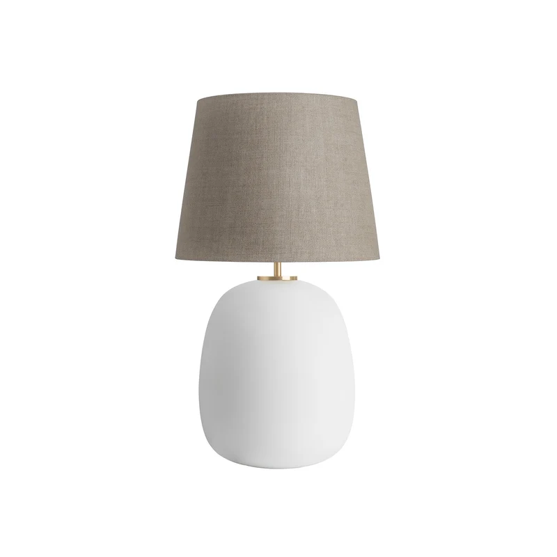 AUSTRA - Lampe à poser en verre soufflé, textile et acier, style scandinave, H 76 cm