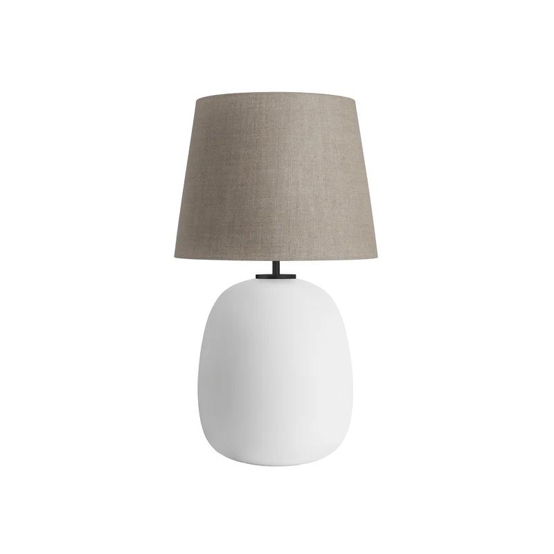 AUSTRA - Lampe à poser en verre soufflé, textile et acier, style scandinave, H 76 cm