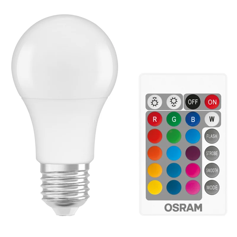 OSRAM LED Retrofit RGBW LED Lampada opaca multicolore con telecomando (ex 60W) 9W / 2700K Bianco caldo E27