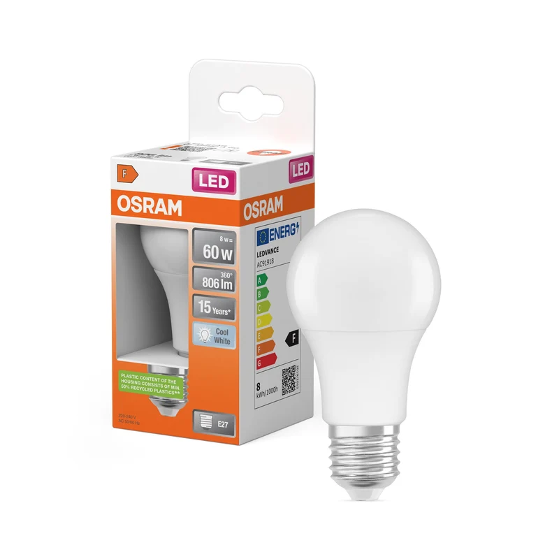 OSRAM LED Star lampadina LED opaca (ex 60W) 8,5W / 4000K Bianco freddo E27