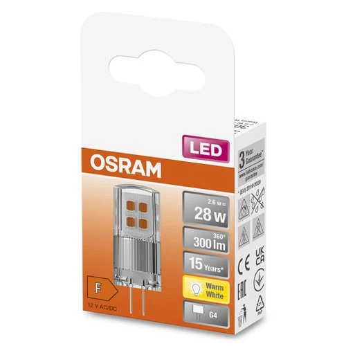 OSRAM LED Base lampadina a spina LED lampada 12V (ex 30W) 2,6W / 2700K bianco caldo PIN G4