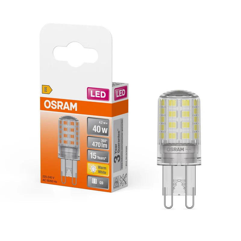 OSRAM lampadina LED a pin (ex 40W) 4,2W / 2700K bianco caldo PIN G9
